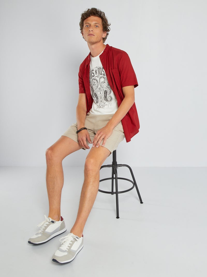 Chemise à col mao Rouge - Kiabi