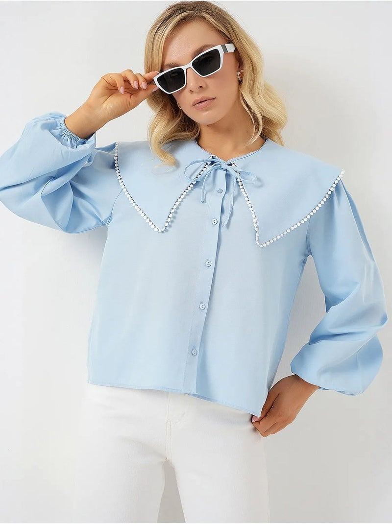 Chemise à col peter pan bdart Bleu clair - Kiabi