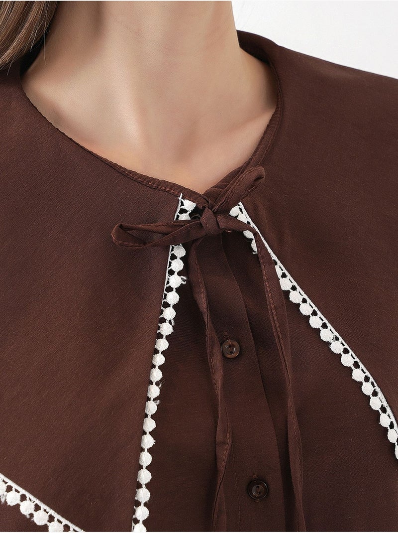 Chemise à col peter pan bdart Marron chocolat - Kiabi