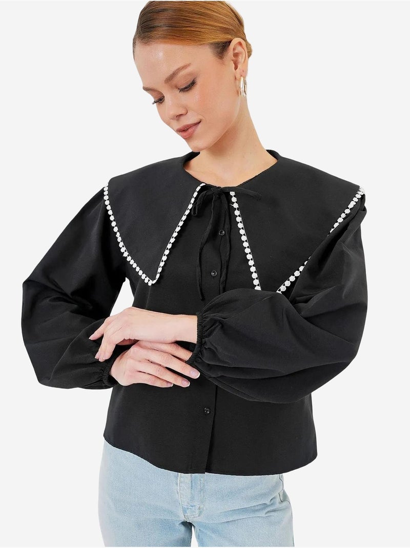Chemise à col peter pan bdart Noir - Kiabi