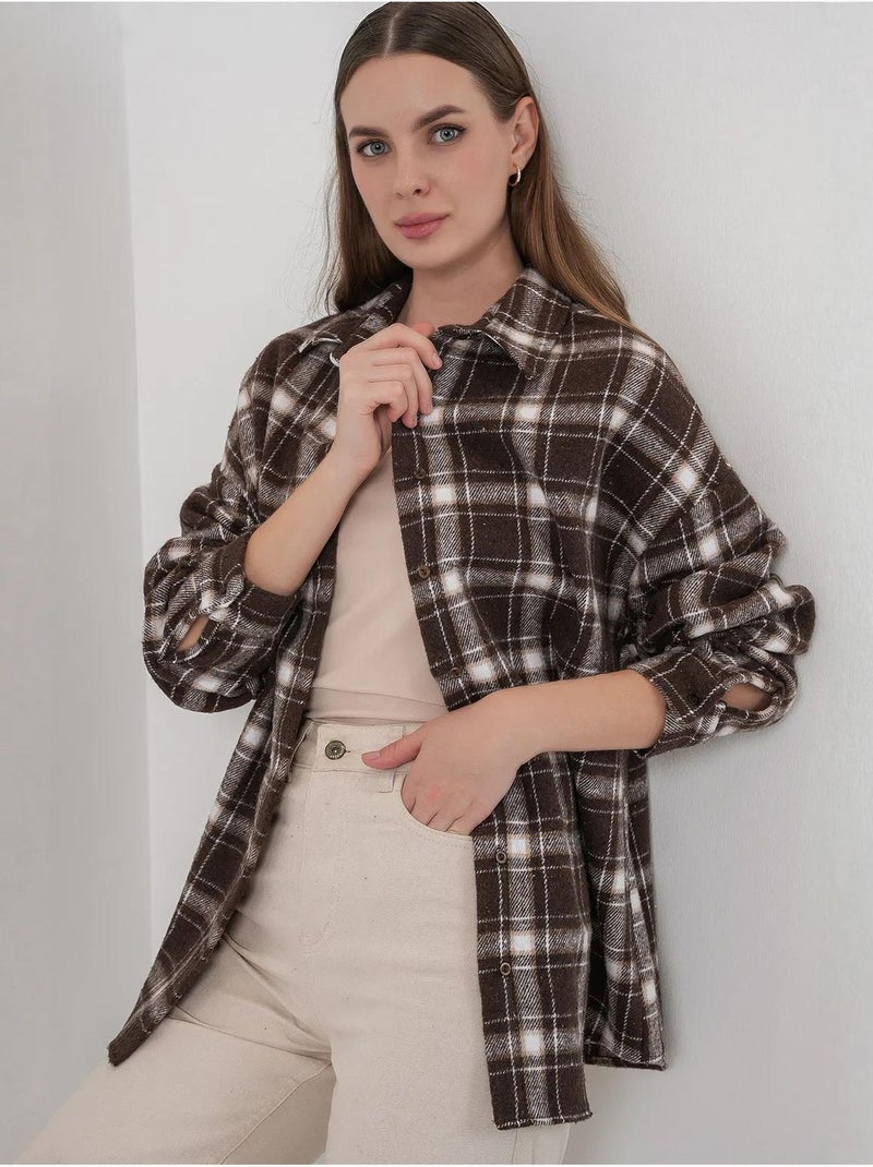 Chemise à double poche à motif écossais bdart Marron noisette - Kiabi