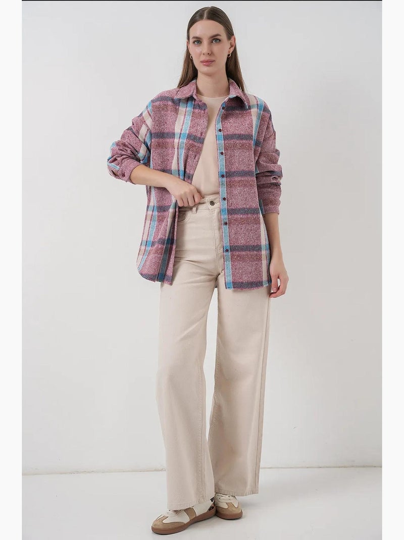 Chemise à double poche à motif écossais bdart Mauve - Kiabi