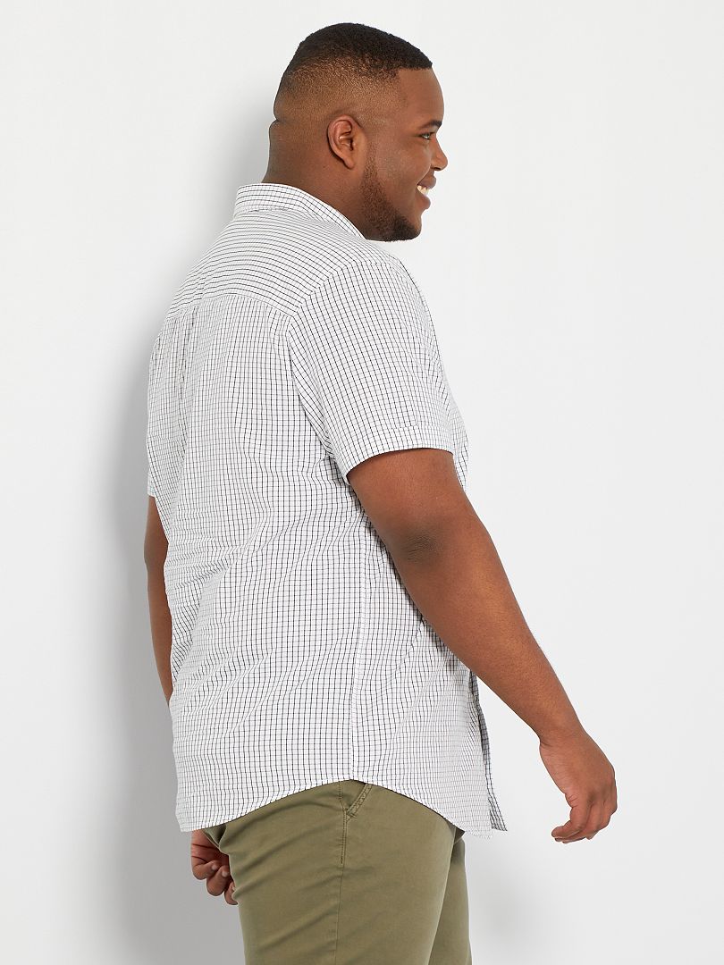Chemise à fleurs blanc/carreaux - Kiabi