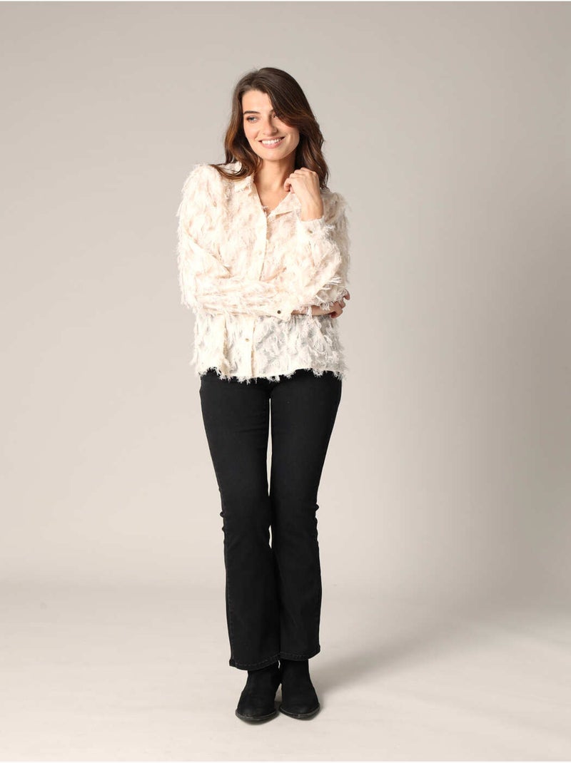 Chemise à froufrous 'deeluxe' Crème - Kiabi