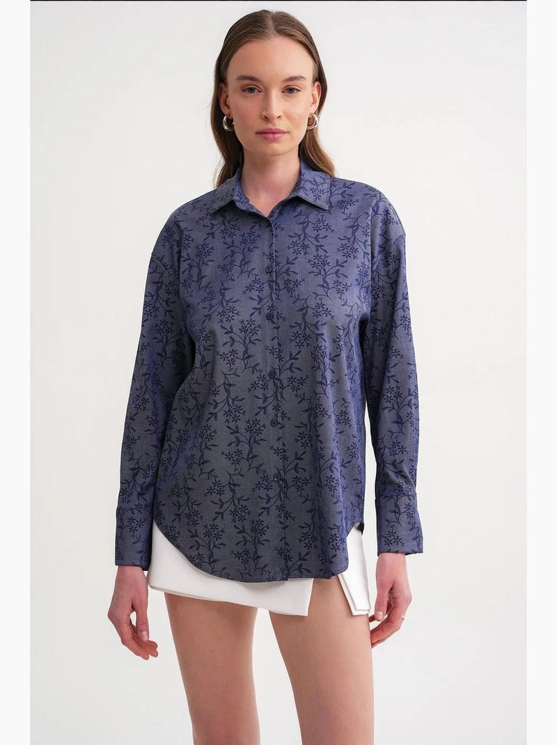 Chemise à imprimé fleuri mixray Bleu électrique - Kiabi