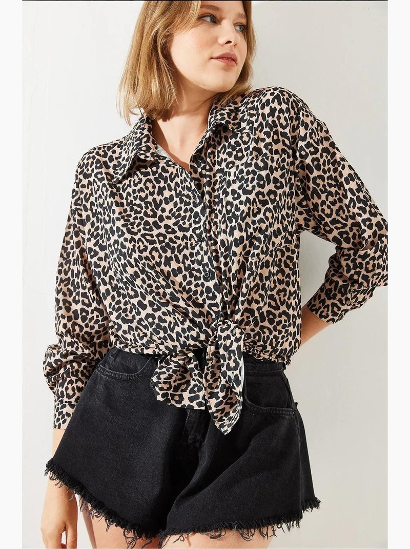Chemise à imprimé léopard mbms lucci Beige naturel - Kiabi