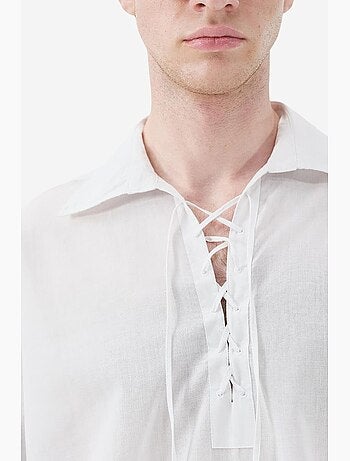 Chemise à laçage devant en popeline de coton pour homme giesto
