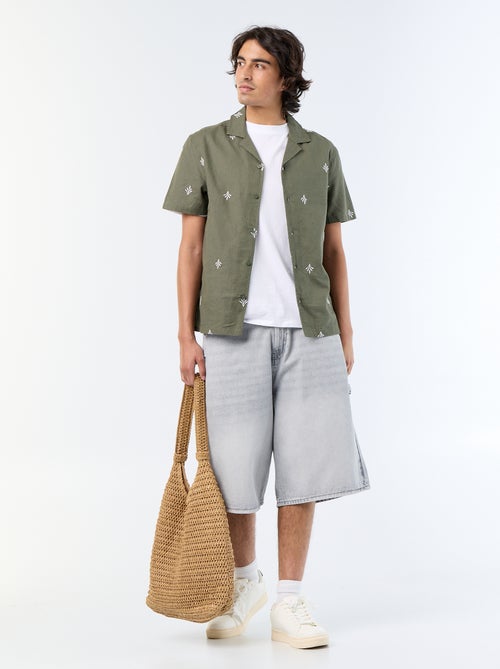 Chemise à manche courtes avec broderies - Kiabi