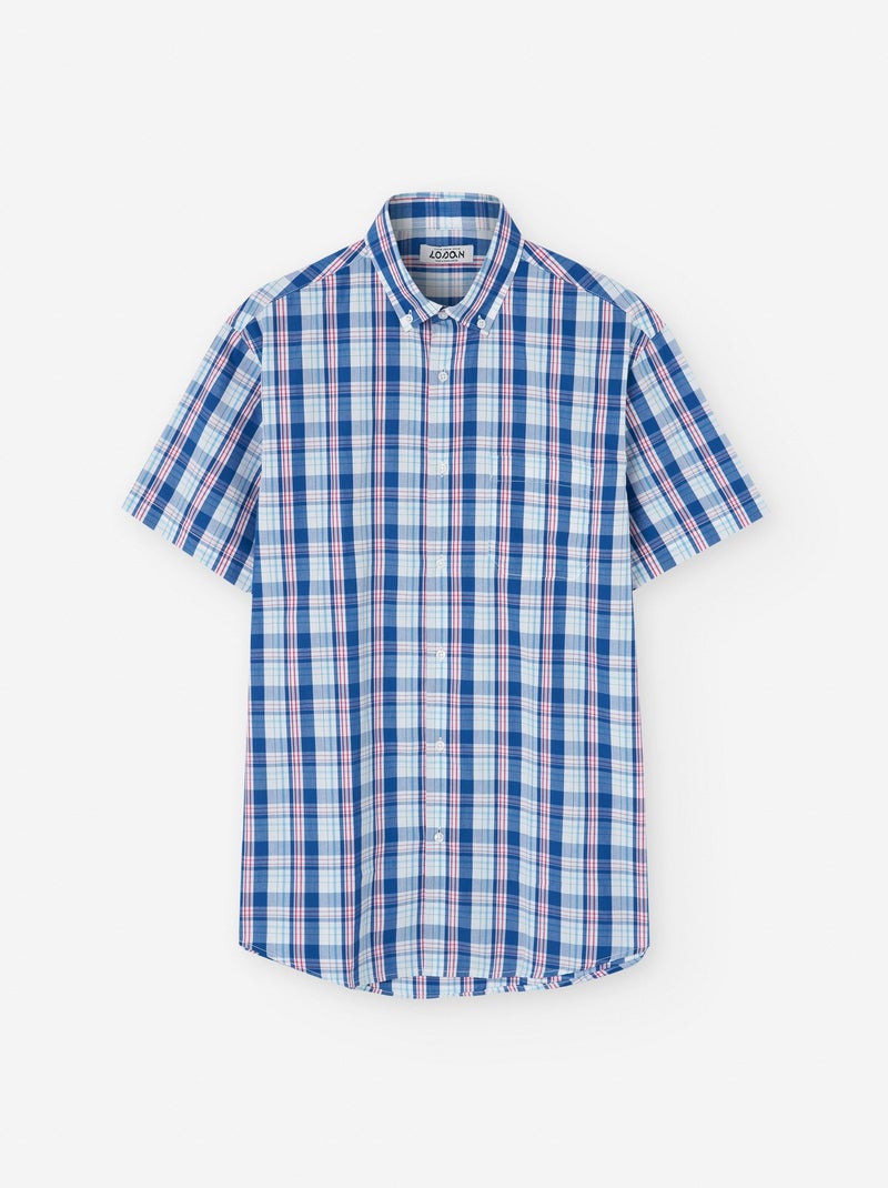 Chemise à Manches Courtes à Carreaux Bleu - Kiabi