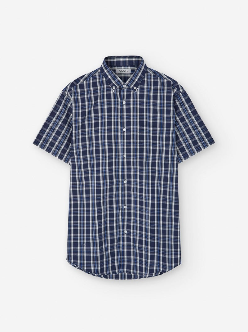 Chemise à Manches Courtes à Carreaux Bleu - Kiabi