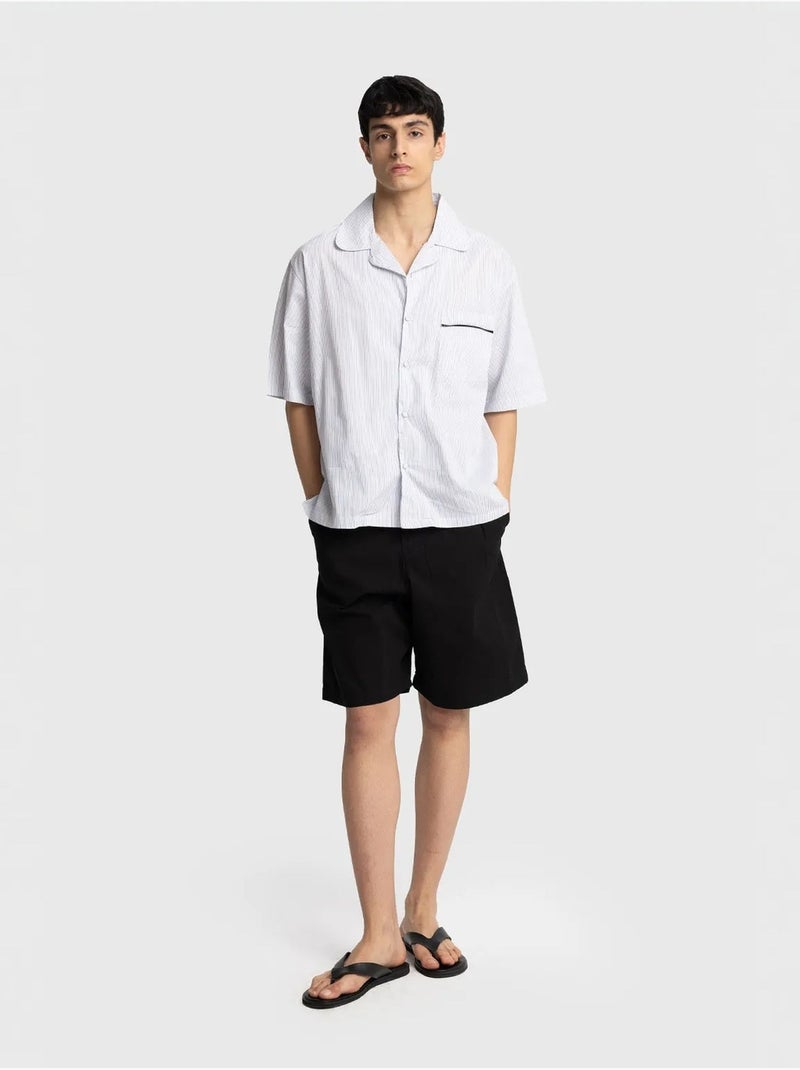 Chemise à manches courtes à fines rayures giesto Blanc - Kiabi