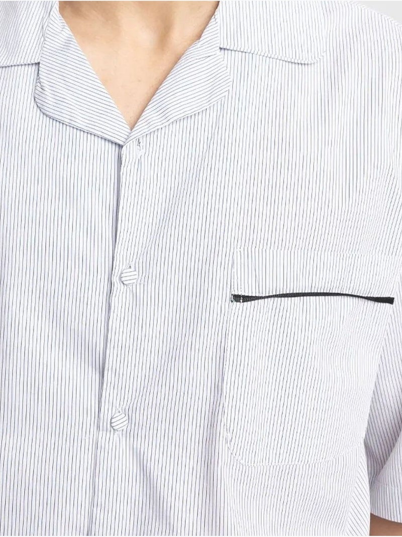 Chemise à manches courtes à fines rayures giesto Blanc - Kiabi