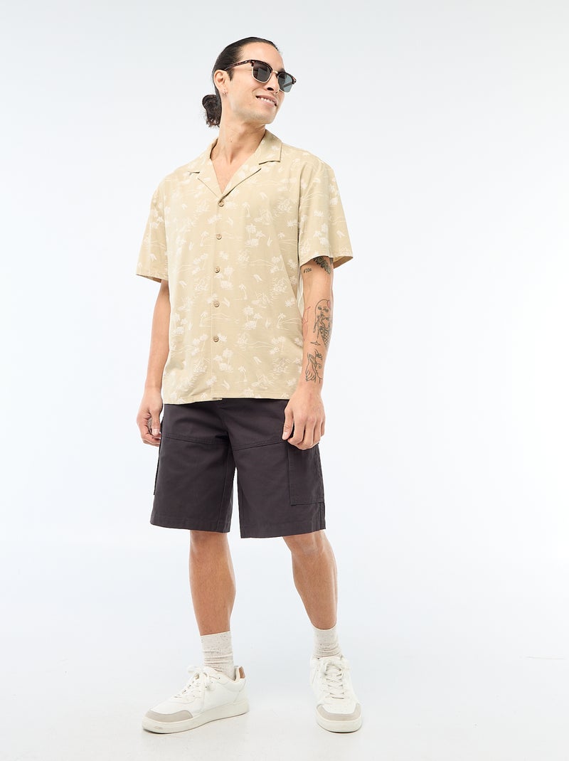 Chemise à manches courtes à motif Beige - Kiabi