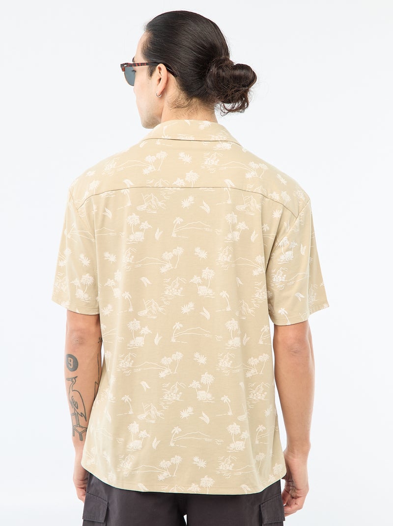 Chemise à manches courtes à motif Beige - Kiabi