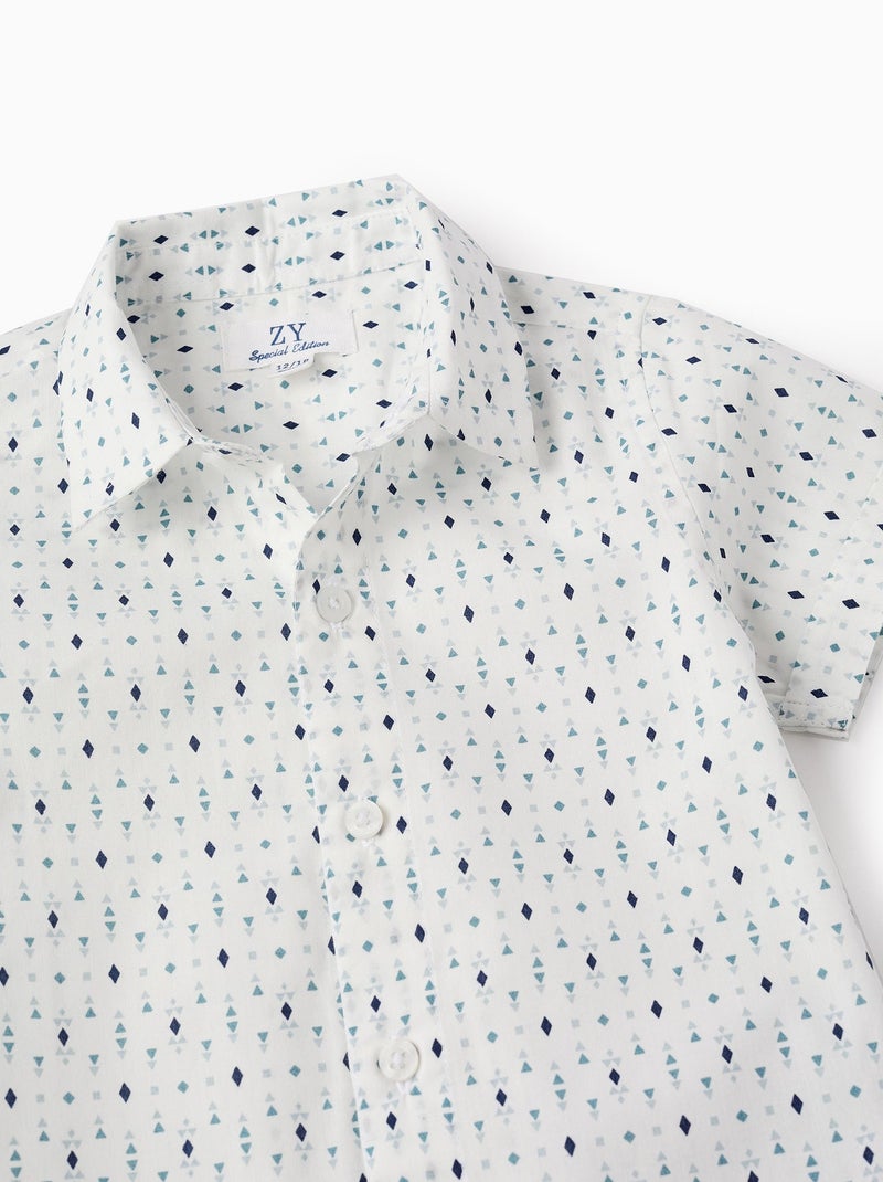 Chemise à Manches Courtes à Motif Bleu clair - Kiabi