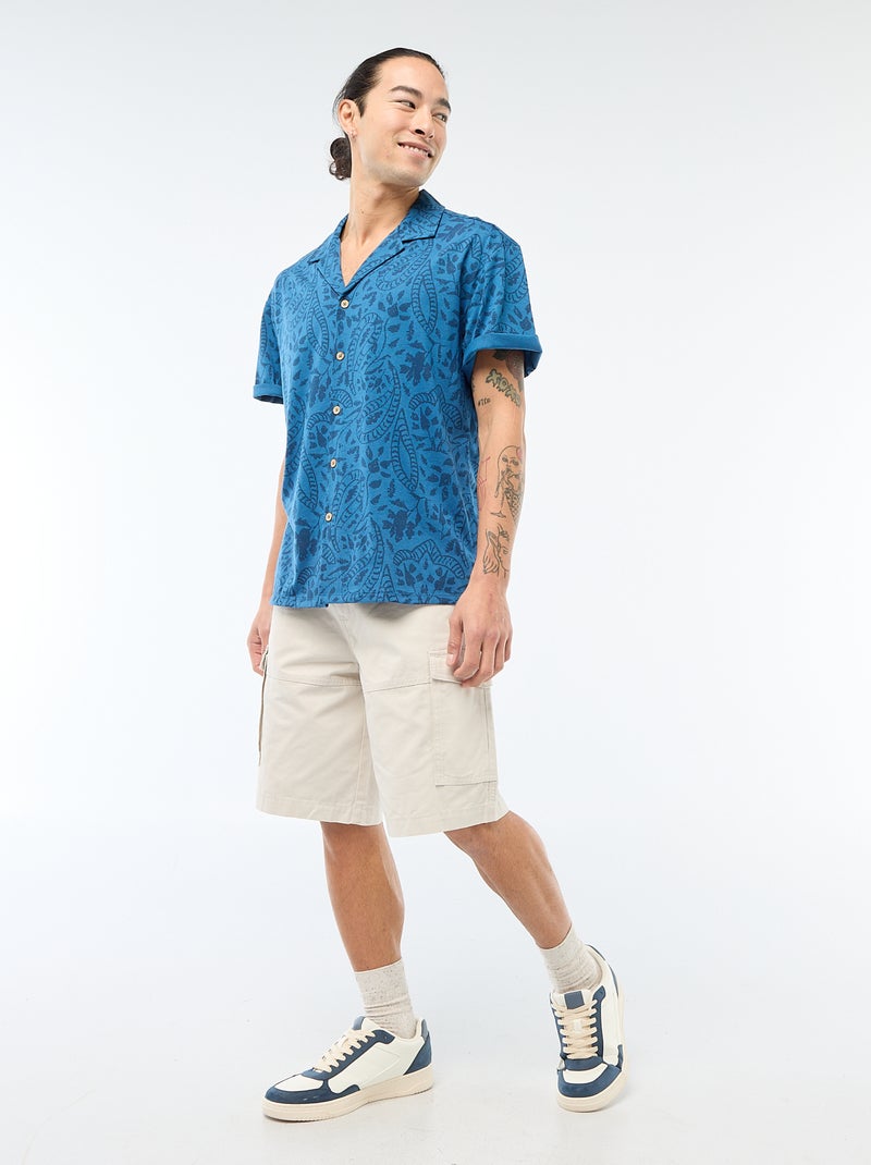 Chemise à manches courtes à motif Bleu - Kiabi