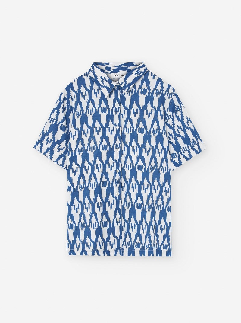 Chemise à Manches Courtes à Motif Bleu - Kiabi