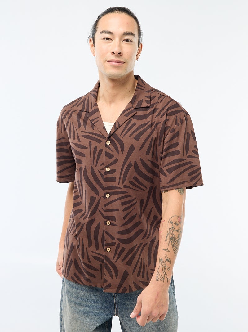Chemise à manches courtes à motif Marron - Kiabi