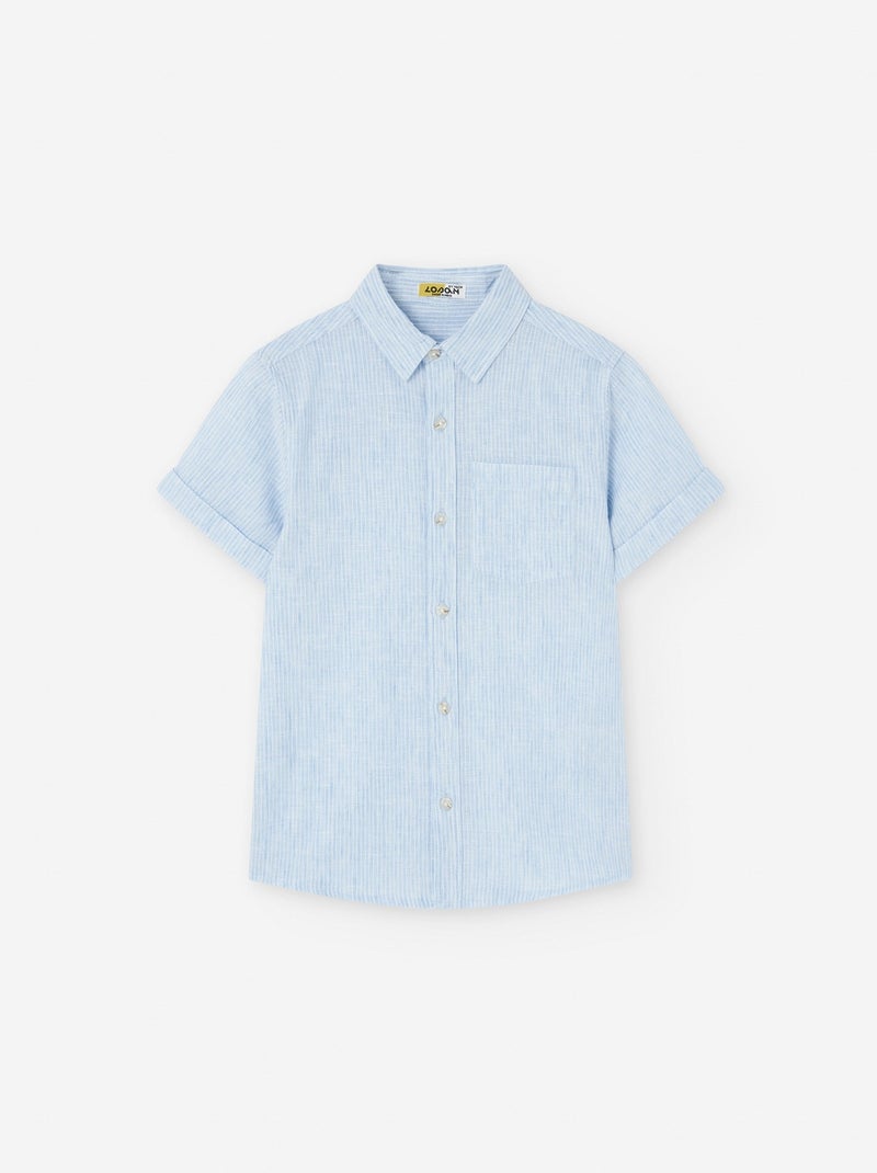 Chemise à Manches Courtes à Rayures Bleu - Kiabi