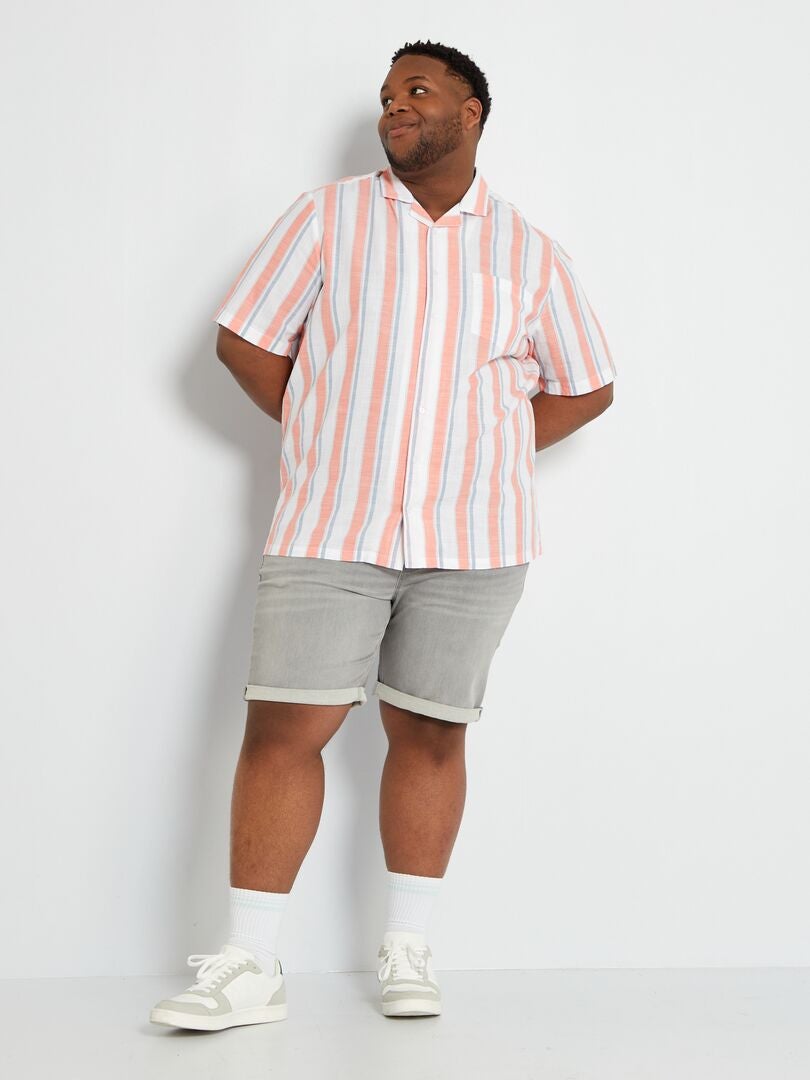 Chemise à manches courtes à rayures Orange rayé - Kiabi