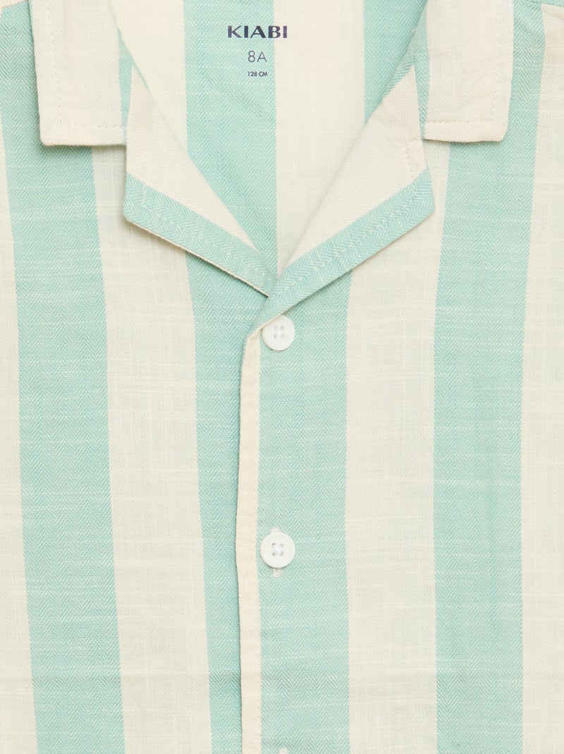 Chemise à manches courtes à rayures Vert - Kiabi