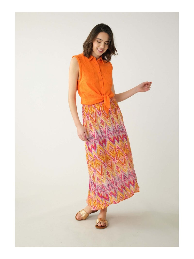 Chemise à manches courtes à revers  'Deeluxe' Orange - Kiabi