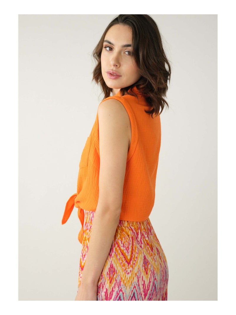 Chemise à manches courtes à revers  'Deeluxe' Orange - Kiabi