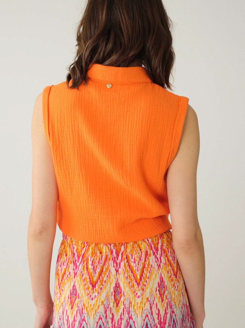 Chemise à manches courtes à revers  'Deeluxe' Orange - Kiabi