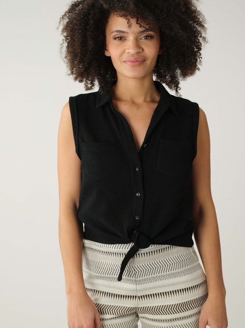 Chemise à manches courtes à revers pour femme 'Deeluxe' - Kiabi