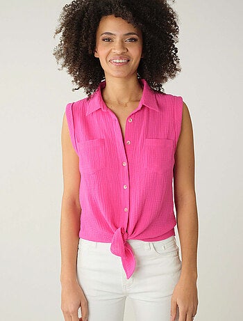 Chemise à manches courtes à revers pour femme 'Deeluxe'
