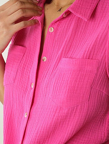 Chemise à manches courtes à revers pour femme 'Deeluxe'