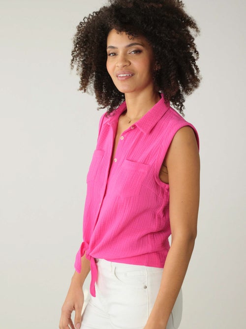 Chemise à manches courtes à revers pour femme 'Deeluxe' - Kiabi