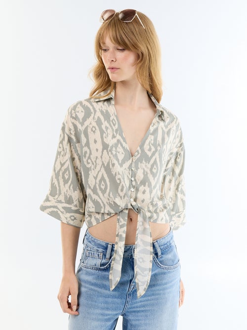 Chemise à manches courtes avec base à nouer - Kiabi