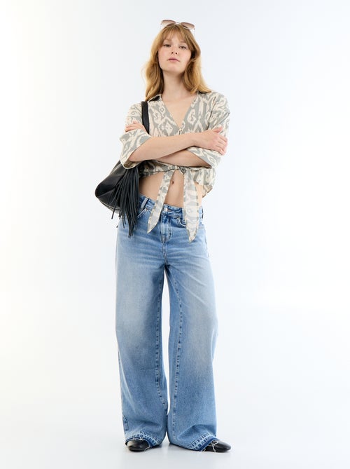 Chemise à manches courtes avec base à nouer - Kiabi