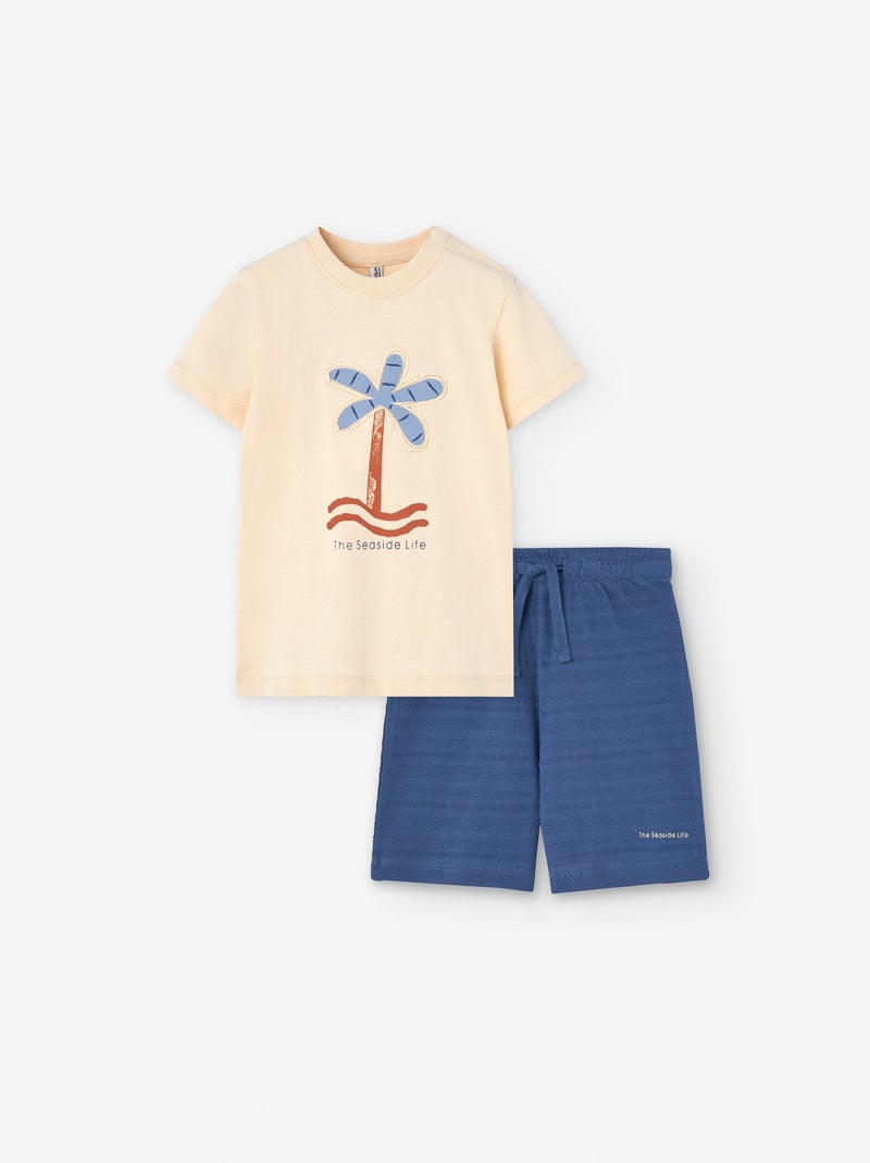 Chemise à Manches Courtes avec Broderies Cérémonie Blanc - Kiabi