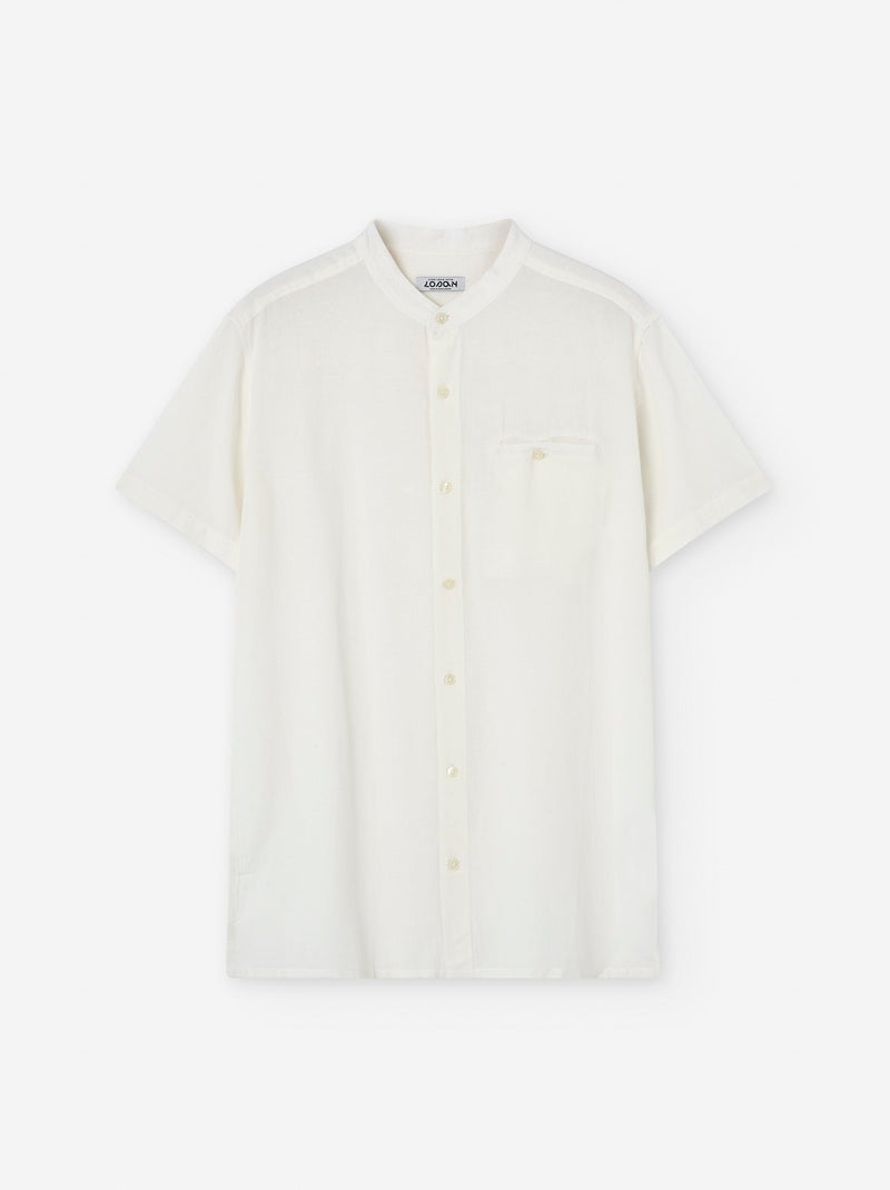 Chemise à Manches Courtes avec Col Mao Blanc - Kiabi