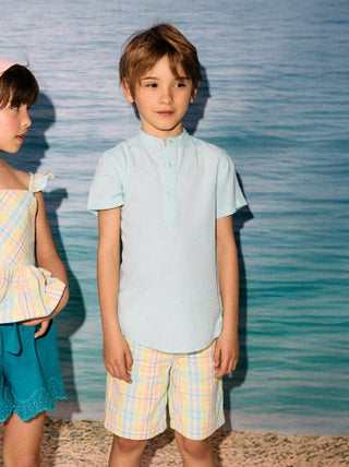 Chemise à Manches Courtes avec Col Mao