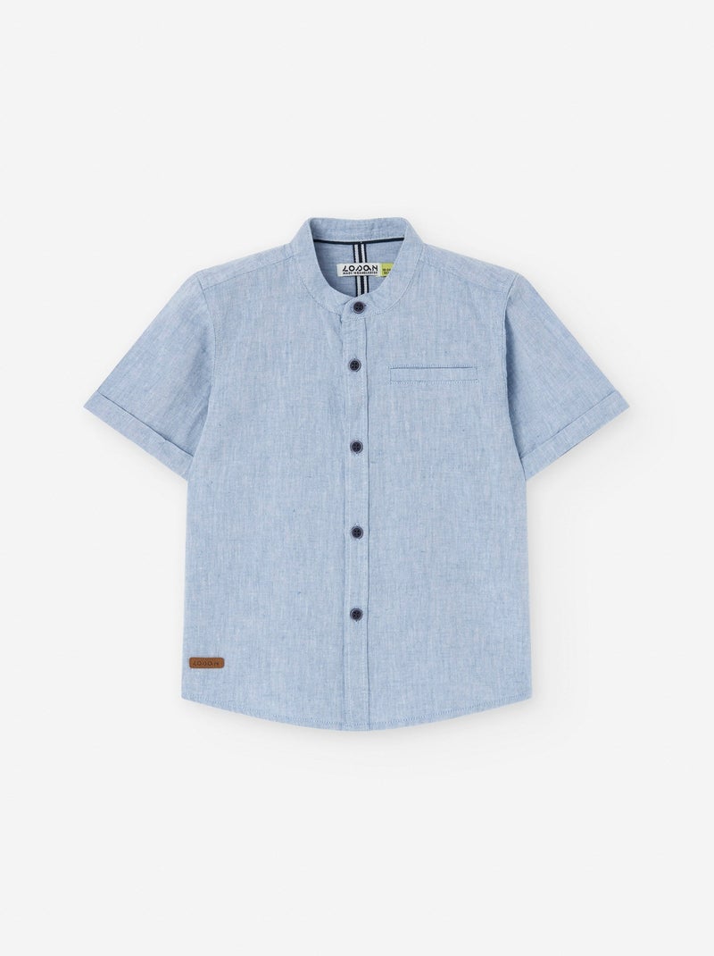 Chemise à Manches Courtes avec Col Mao Bleu - Kiabi