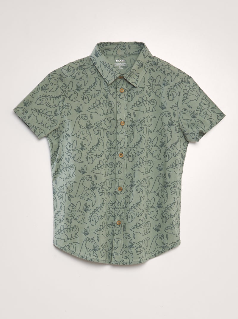 Chemise à manches courtes avec imprimé Kaki - Kiabi
