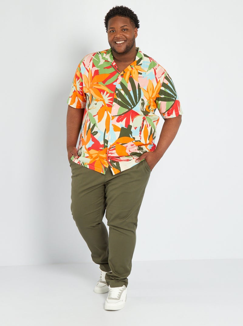 Chemise à manches courtes avec imprimé Orange - Kiabi