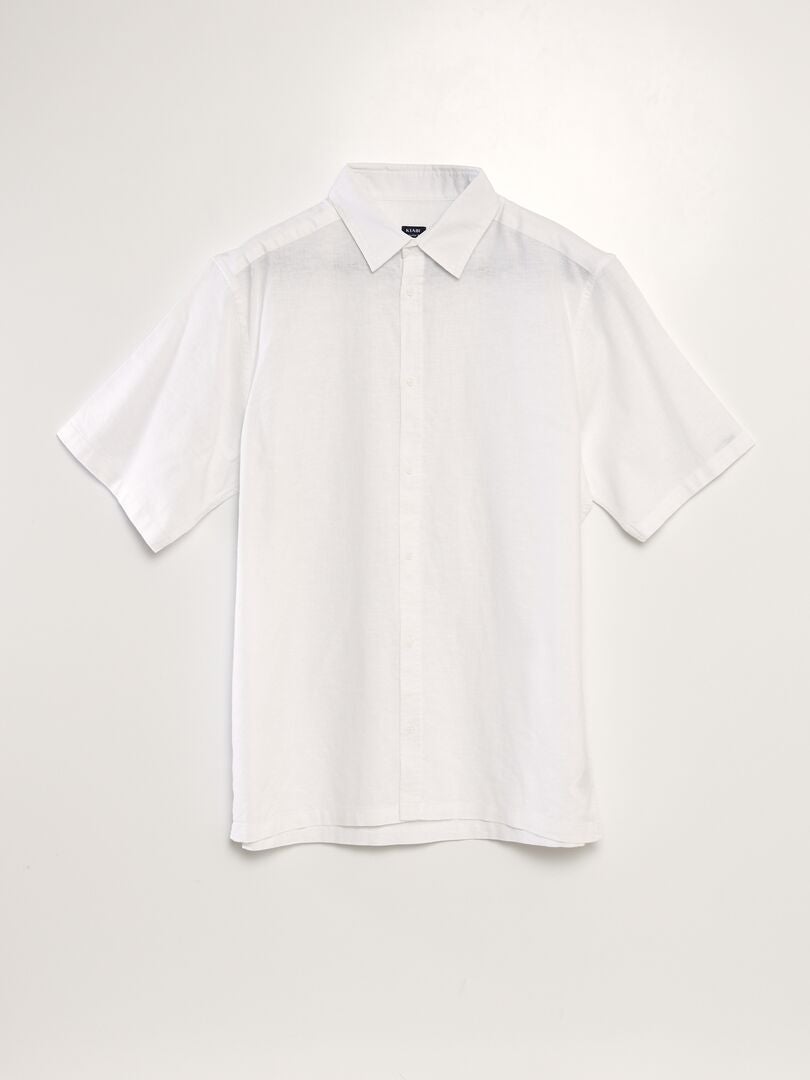 Chemise à manches courtes avec lin blanc - Kiabi