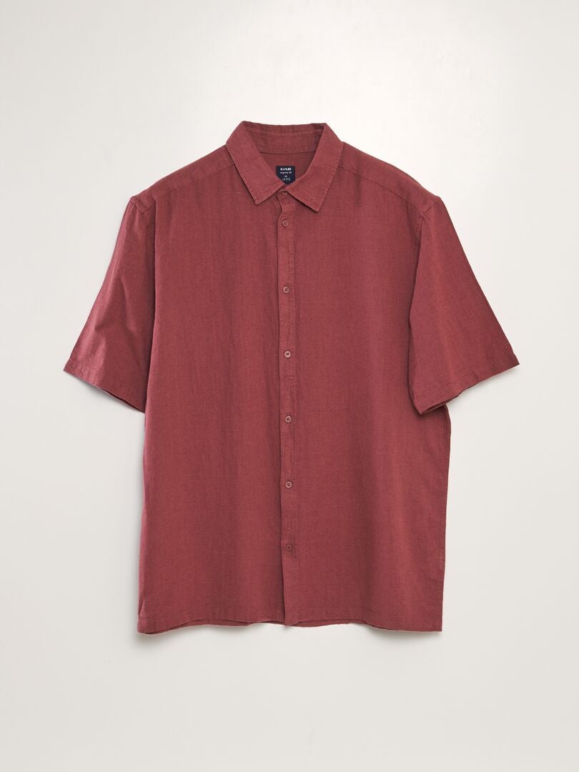 Chemise à manches courtes avec lin Rouge - Kiabi