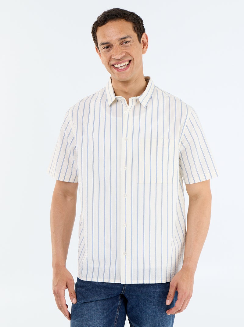 Chemise à manches courtes avec rayures Blanc - Kiabi