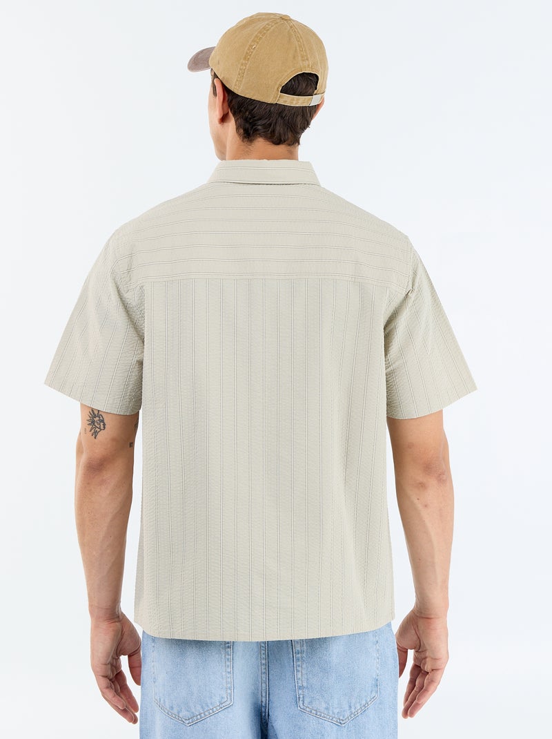 Chemise à manches courtes avec rayures Vert - Kiabi