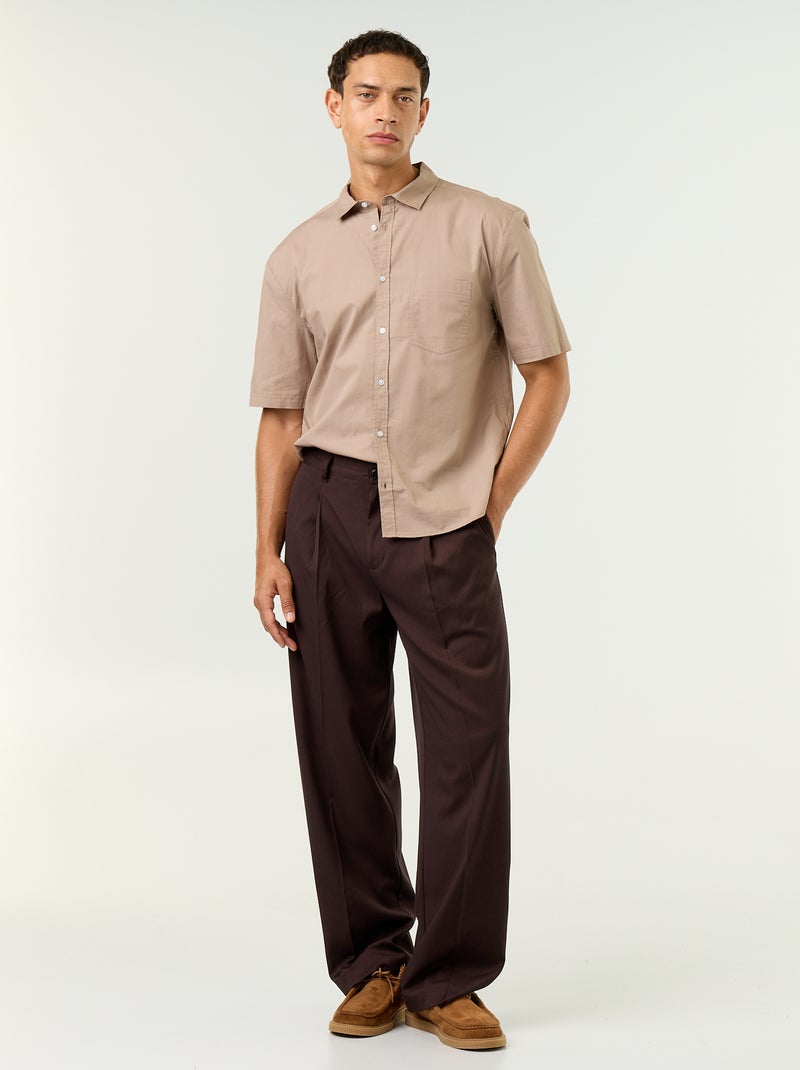 Chemise à manches courtes Beige - Kiabi