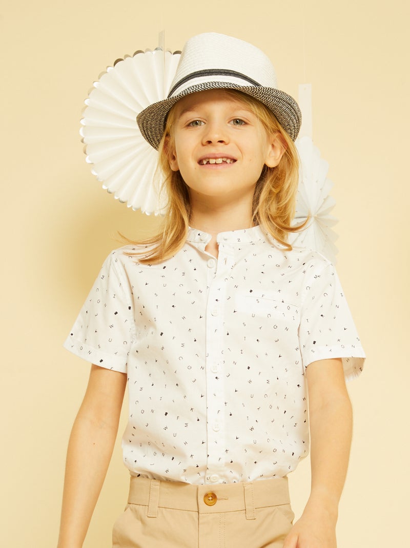 Chemise à manches courtes Blanc à motifs - Kiabi