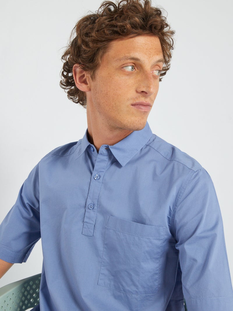 Chemise à manches courtes Bleu - Kiabi