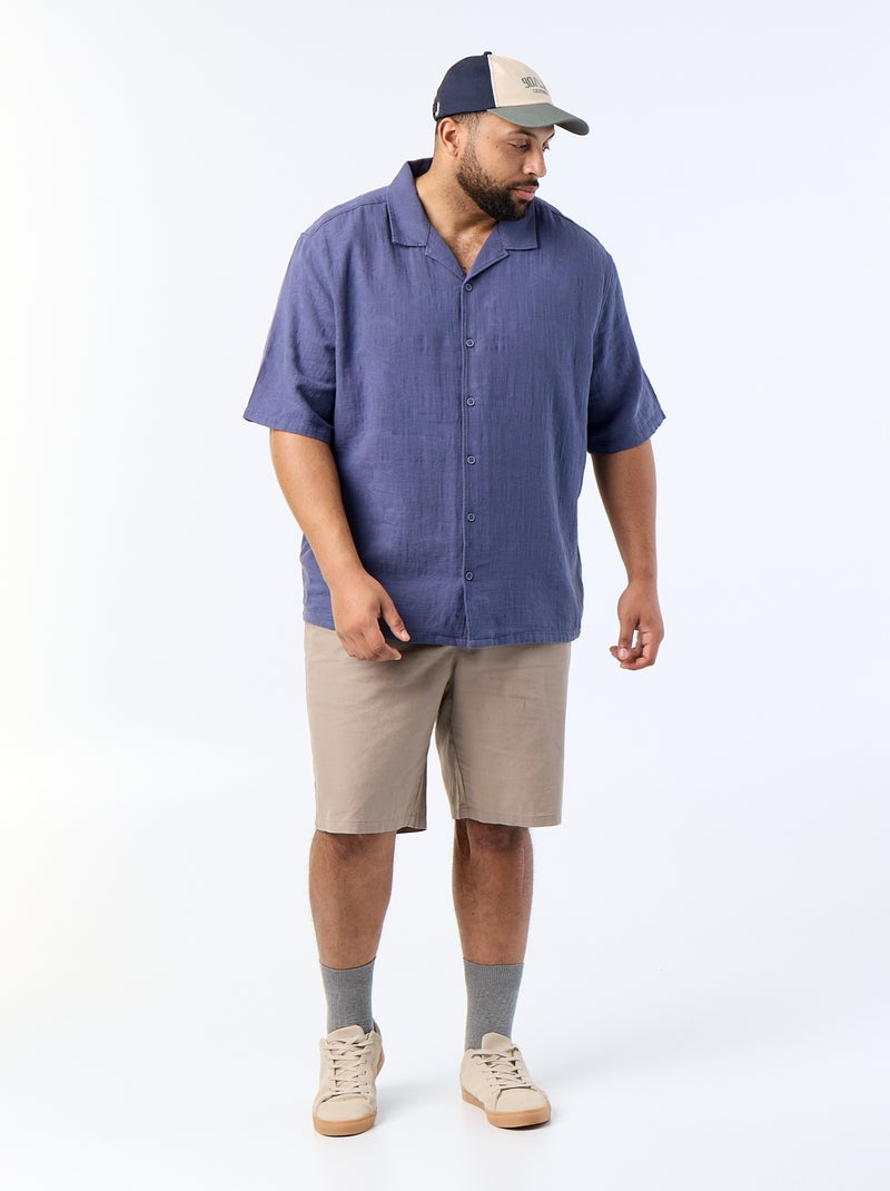 Chemise à manches courtes Bleu - Kiabi