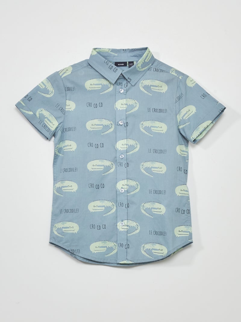 Chemise à manches courtes Bleu - Kiabi