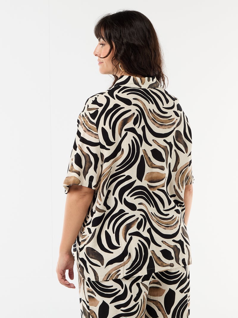 Chemise à manches courtes boutonnée Noir - Kiabi
